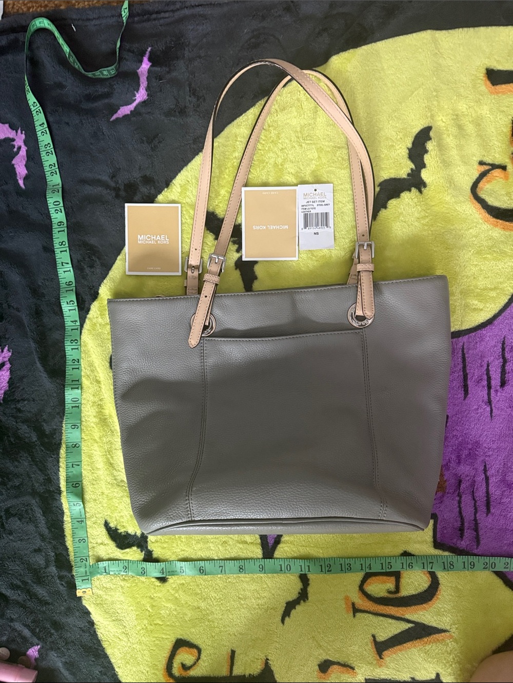 MICHAEL Michael Kors Taupe Leather Shoulder Tote with Beige Straps